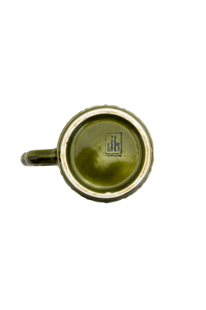 Groene mok met versiering Portugal vintage