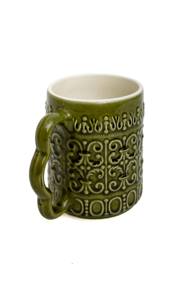 Groene mok met versiering Portugal vintage