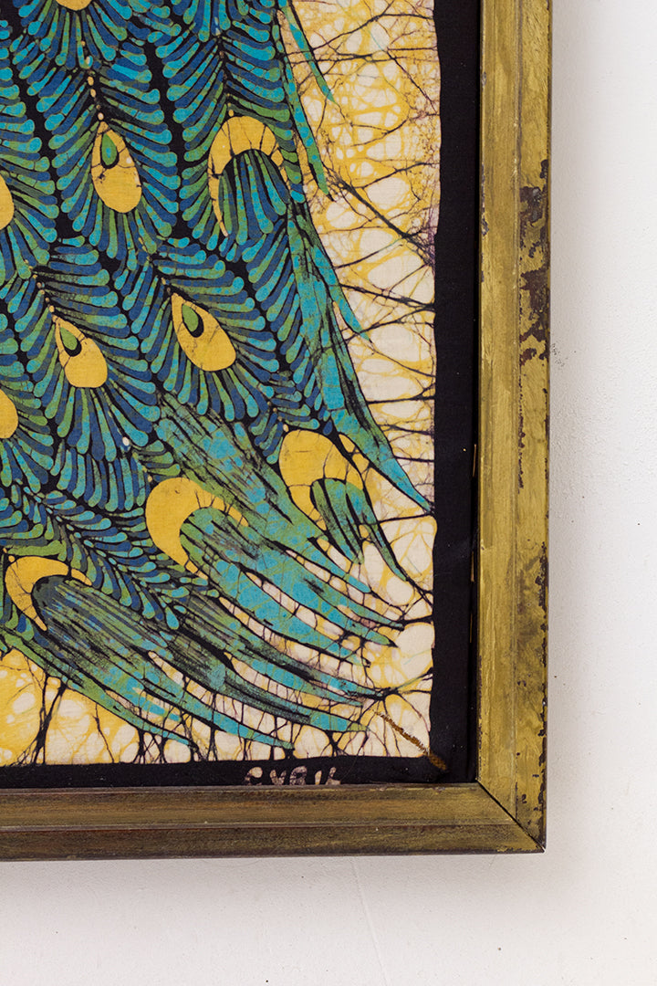 Groot Indonesisch schilderij batik doek met pauw