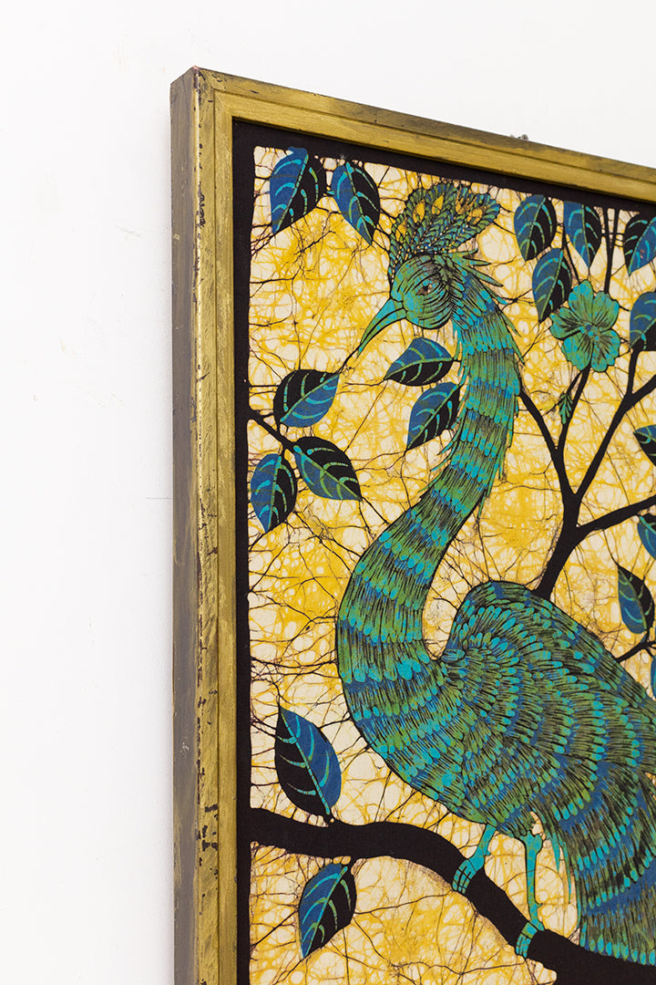 Groot Indonesisch schilderij batik doek met pauw