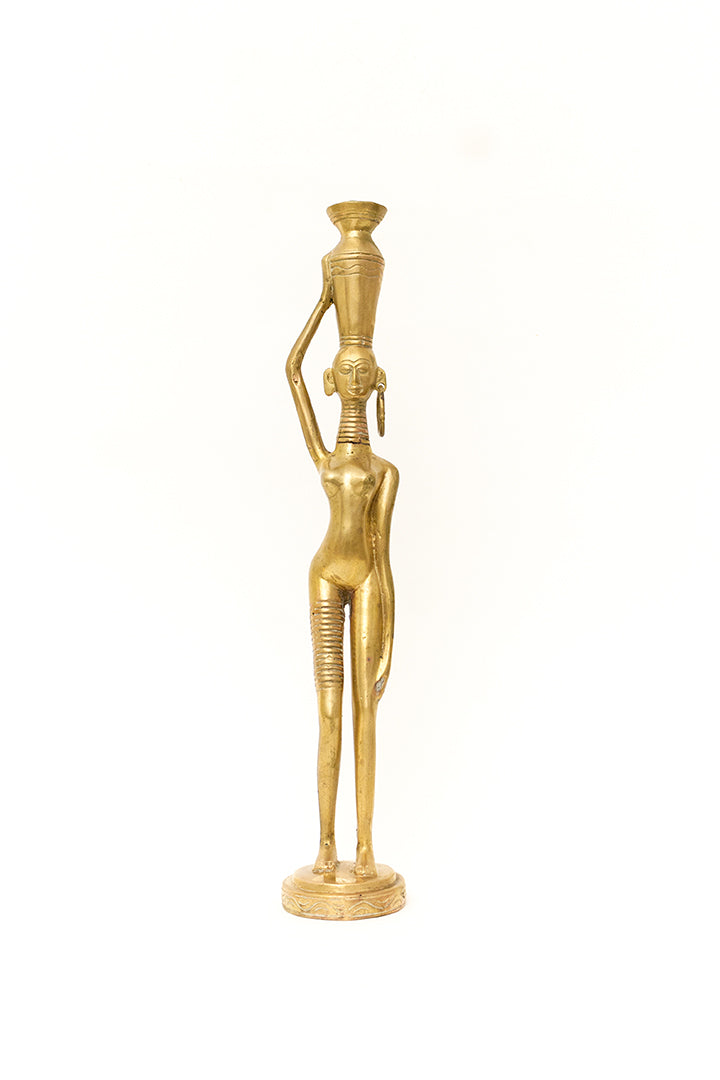 root vintage messing beeld van een Afrikaanse vrouw
