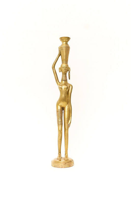 root vintage messing beeld van een Afrikaanse vrouw
