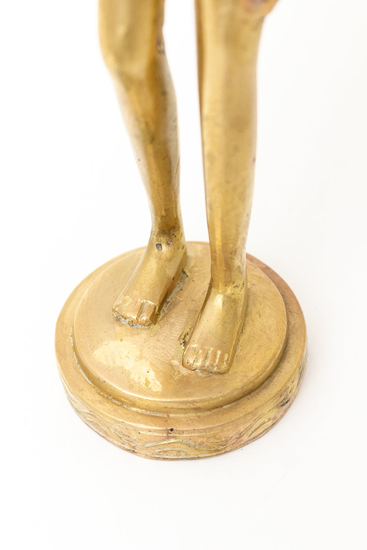 root vintage messing beeld van een Afrikaanse vrouw