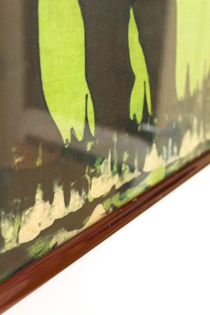 Groot vintage schilderij olifanten op doek batik