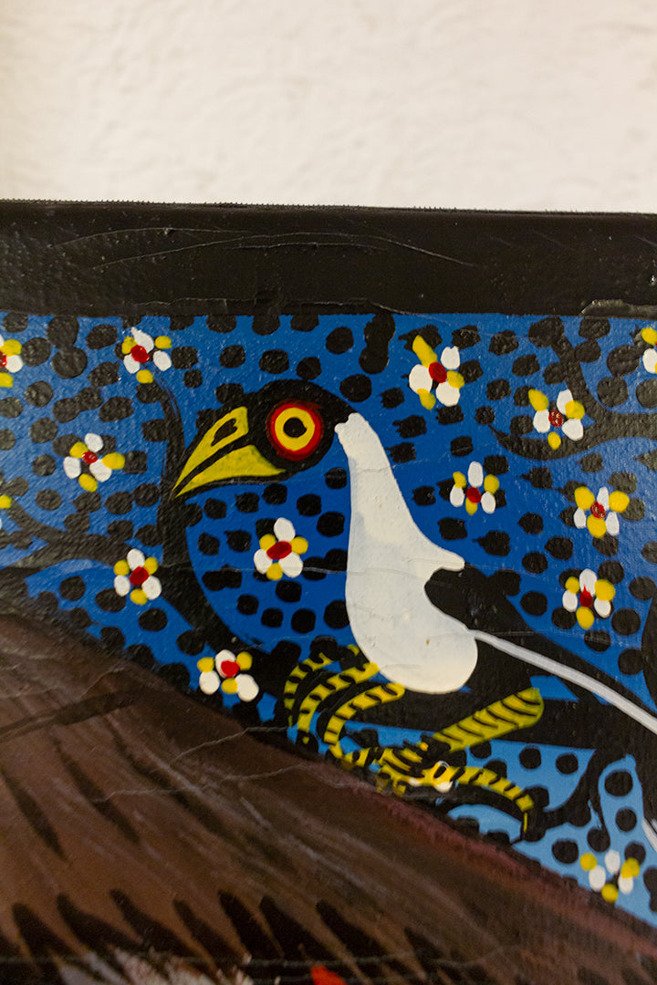 Groot vintage schilderij uit Tanzania ‘Opbouw van een basisschool’