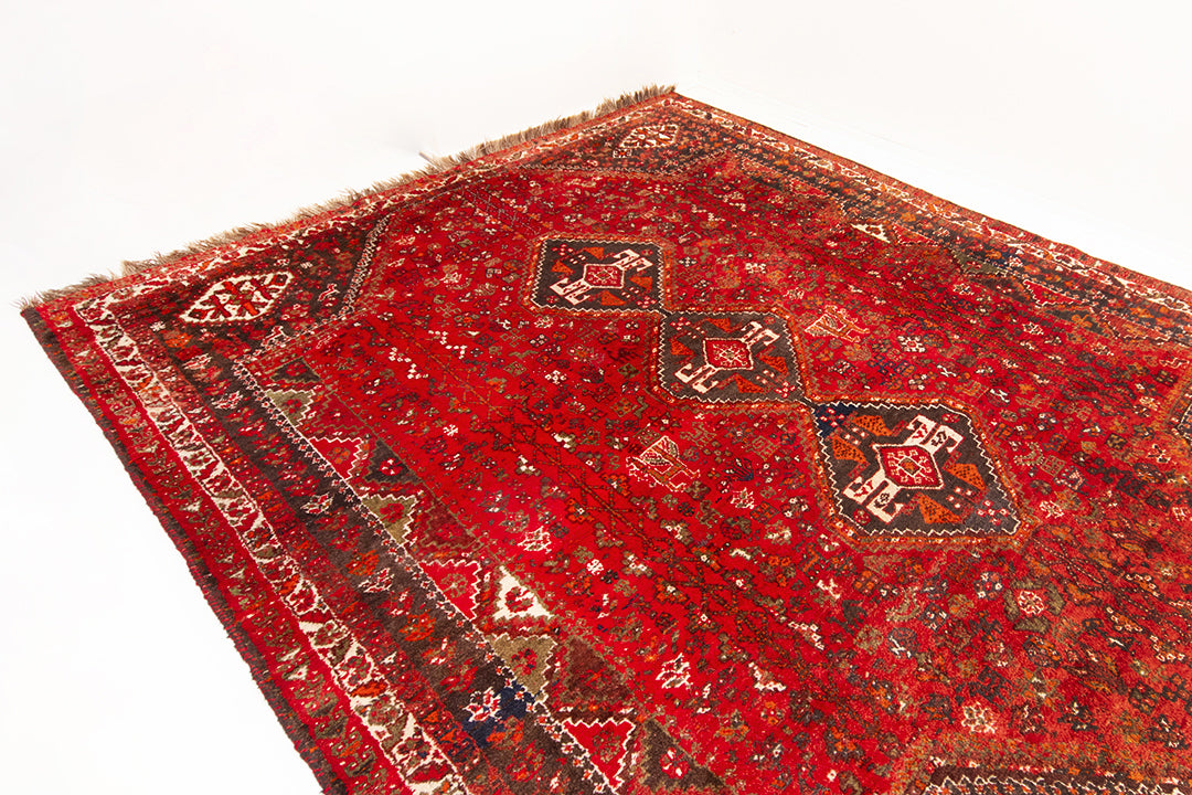 Groot vintage vloerkleed handgeknoopt Perzisch patroon Gaskay 303 x 230 cm