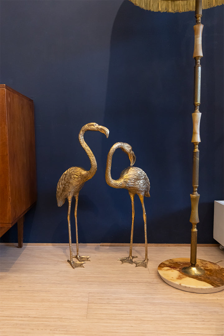 Grote messing flamingo’s vintage - set van 2