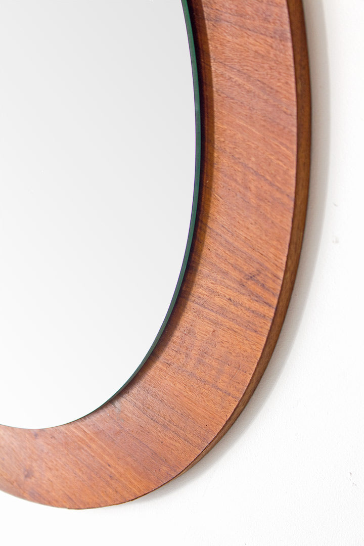 Grote ronde teak spiegel