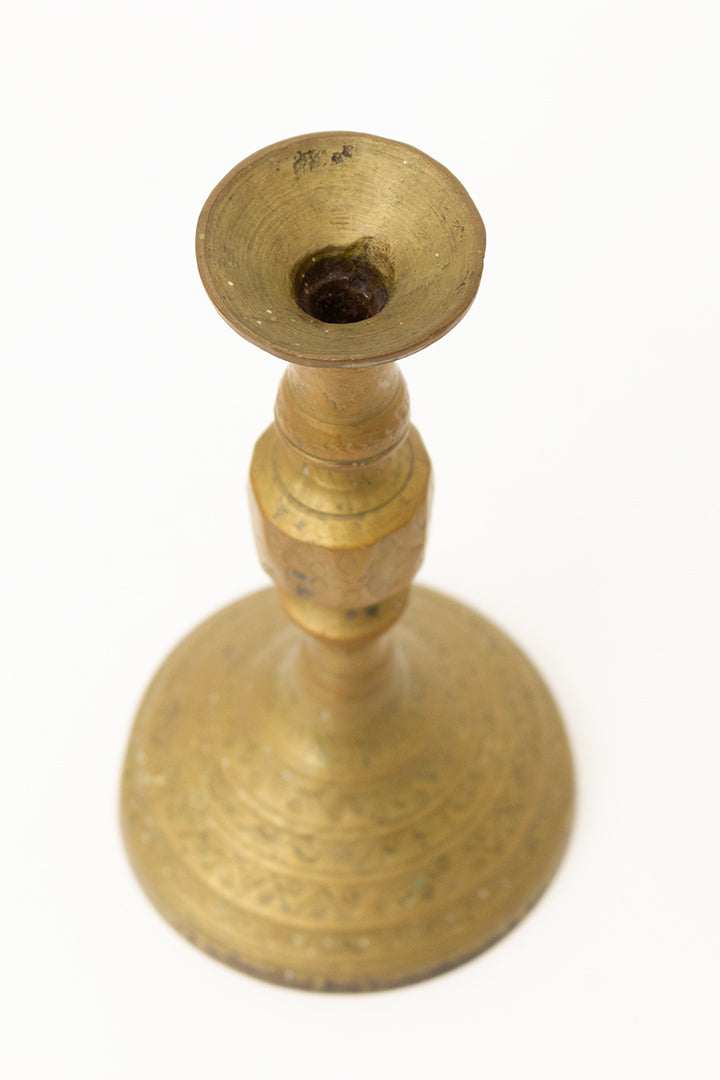 Grote vintage messing kandelaar met patronen