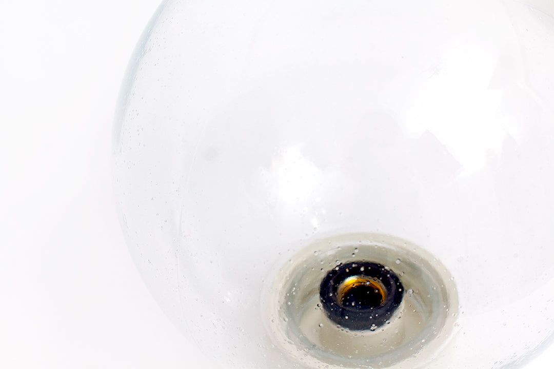 Grote vintage plafonnière glazen bol met luchtbelletjes