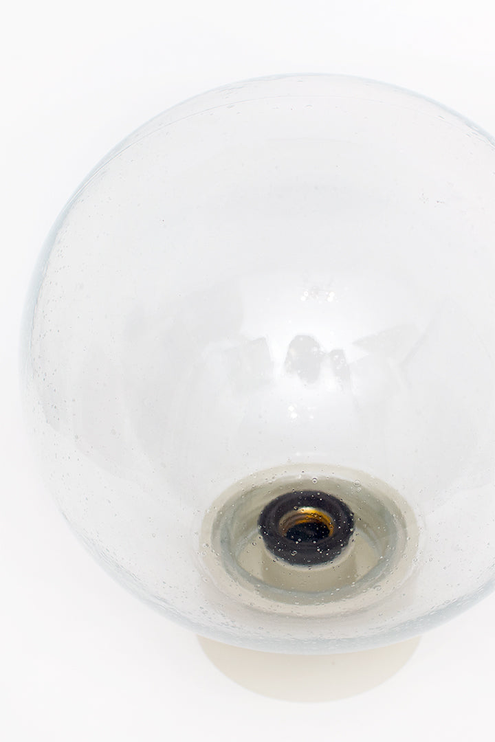 Grote vintage plafonnière glazen bol met luchtbelletjes