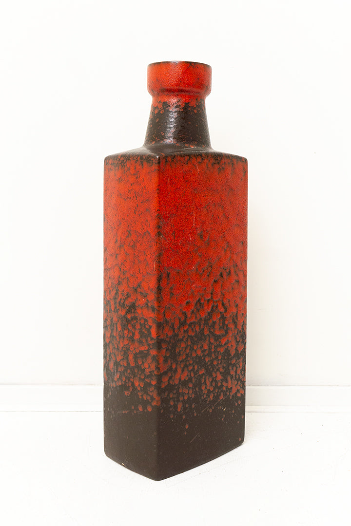 Grote vintage vloervaas Scheurich 281-64 rechthoekig rood