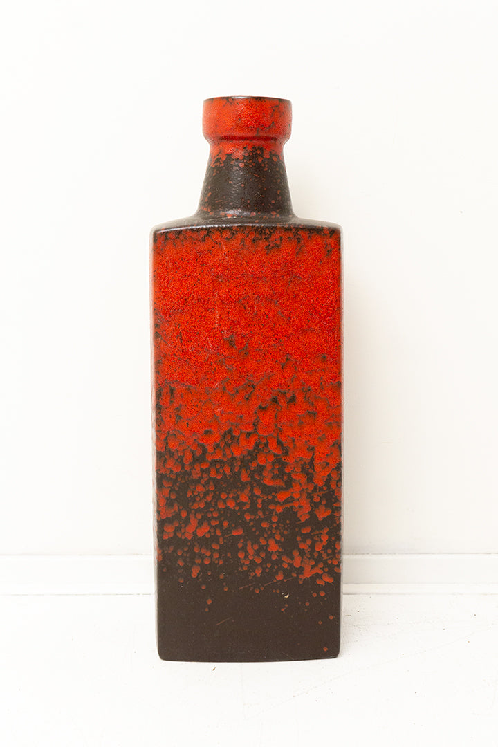 Grote vintage vloervaas Scheurich 281-64 rechthoekig rood