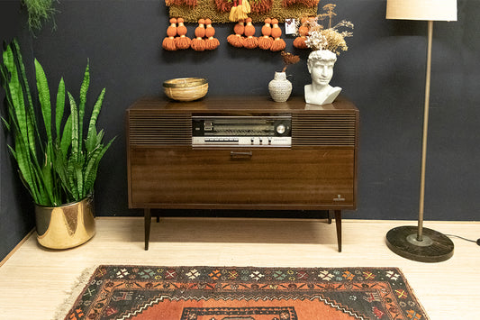 Grundig KS 1550 a vintage radiomeubel donker houtfineer