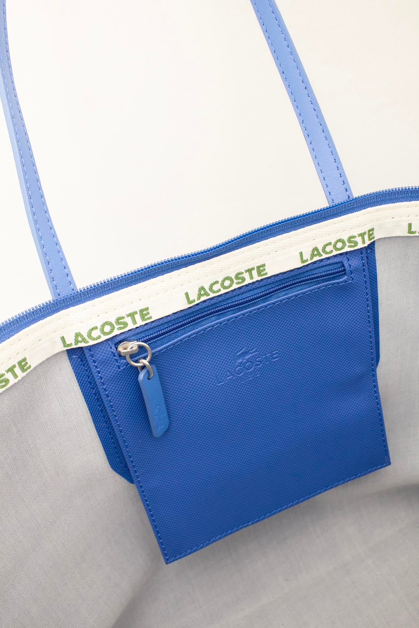 Blauwe Lacoste zipped PVC tote bag