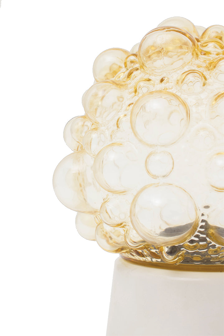 Helena Tynell voor Glasshütte Limburg amberkleurige vintage bubbel plafonnière