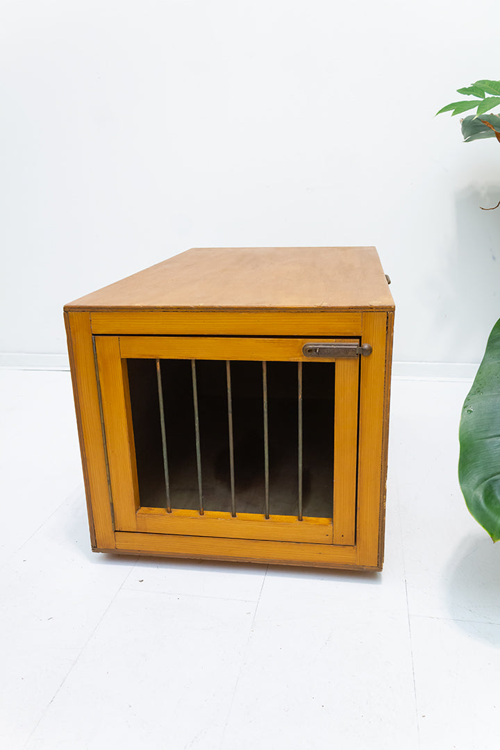 Hondenbench van hout vintage met handvatten aan de zijkant