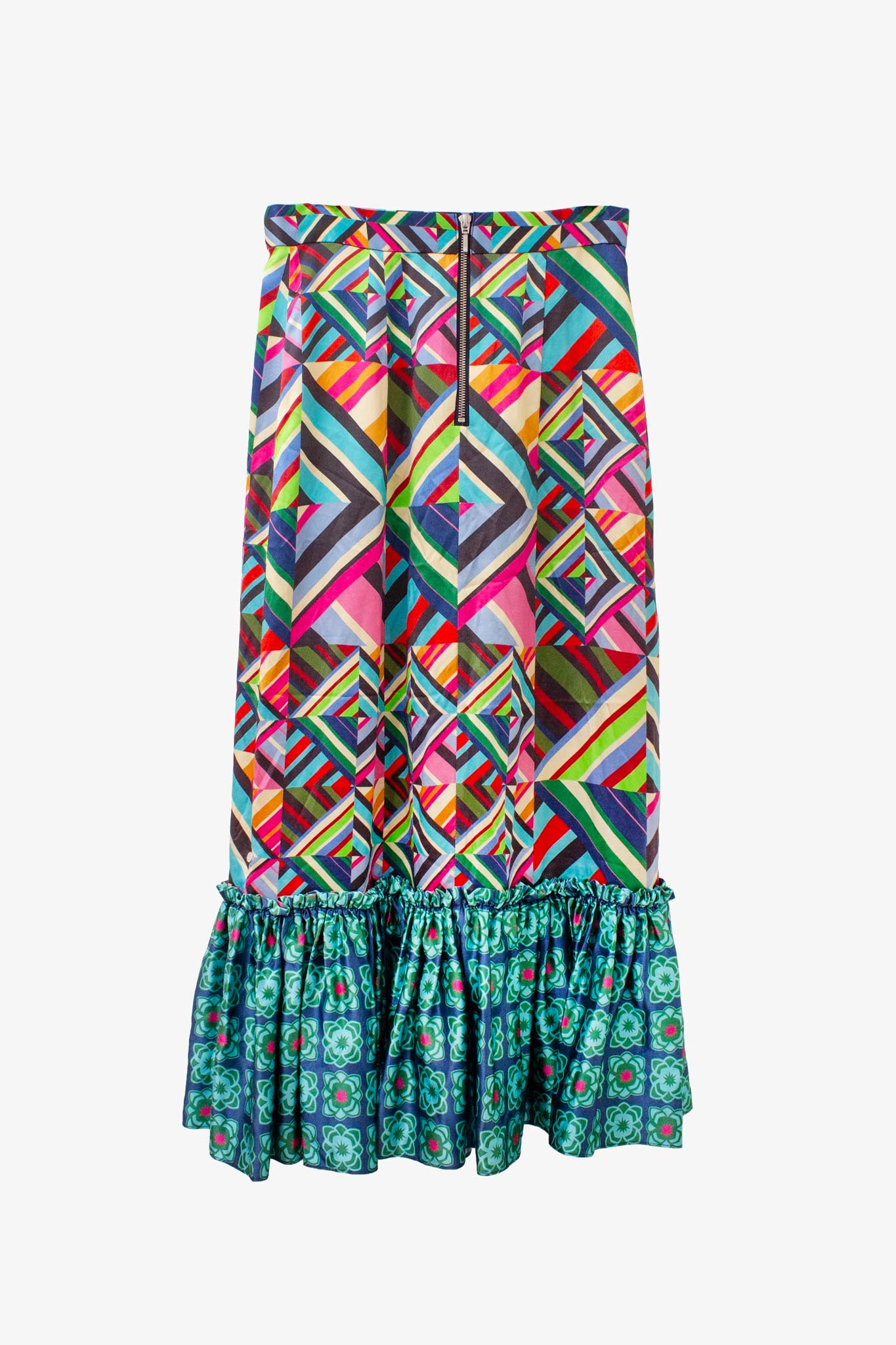 House of Holland multi-patronen faux zijde satijnen rok