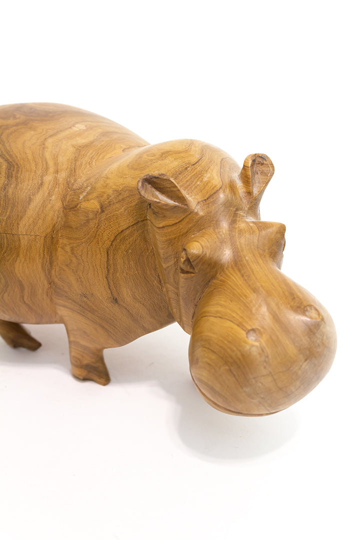 Houten nijlpaard vintage beeld