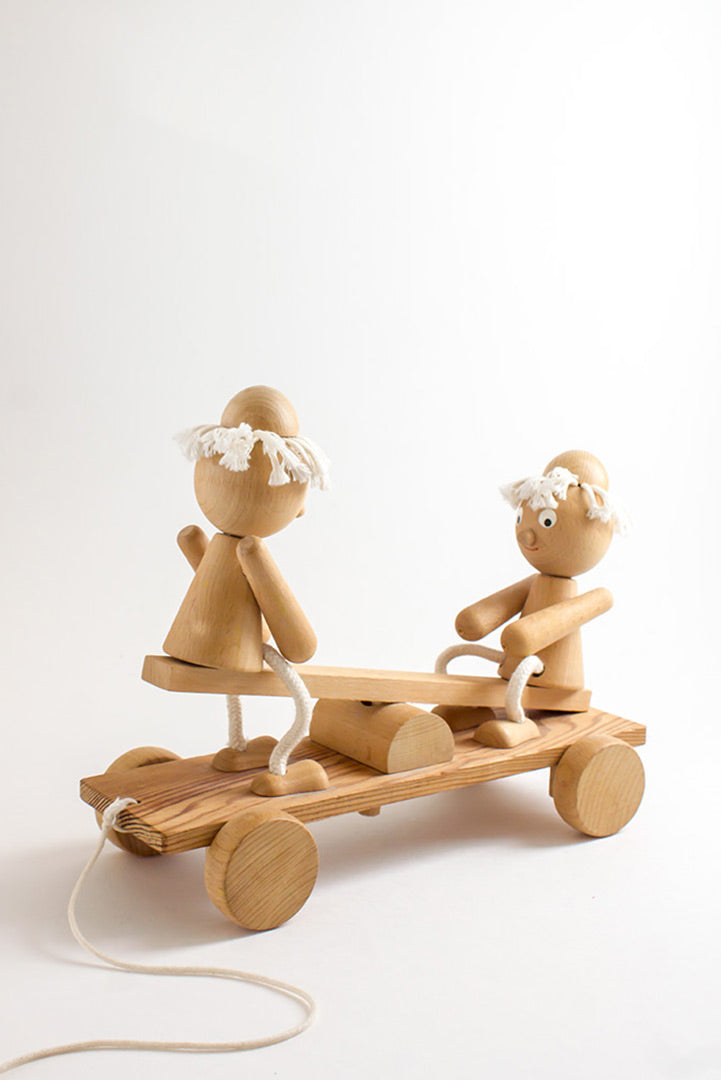 Houten trekfiguur op wielen Bill & Ben