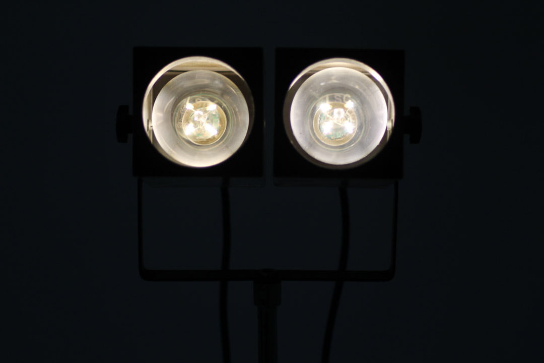Vintage dubbele vloerlamp 'verrekijker'
