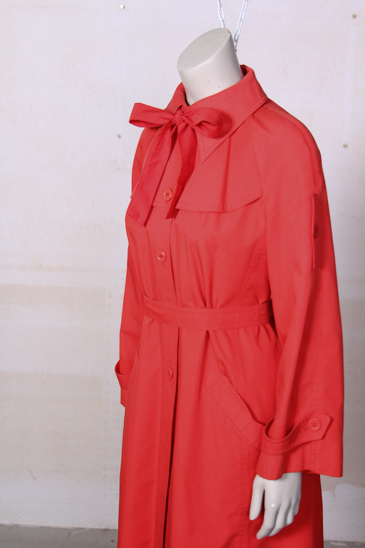 Rood / oranje vintage trenchcoat met strik