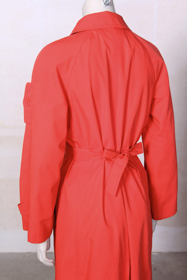 Rood / oranje vintage trenchcoat met strik