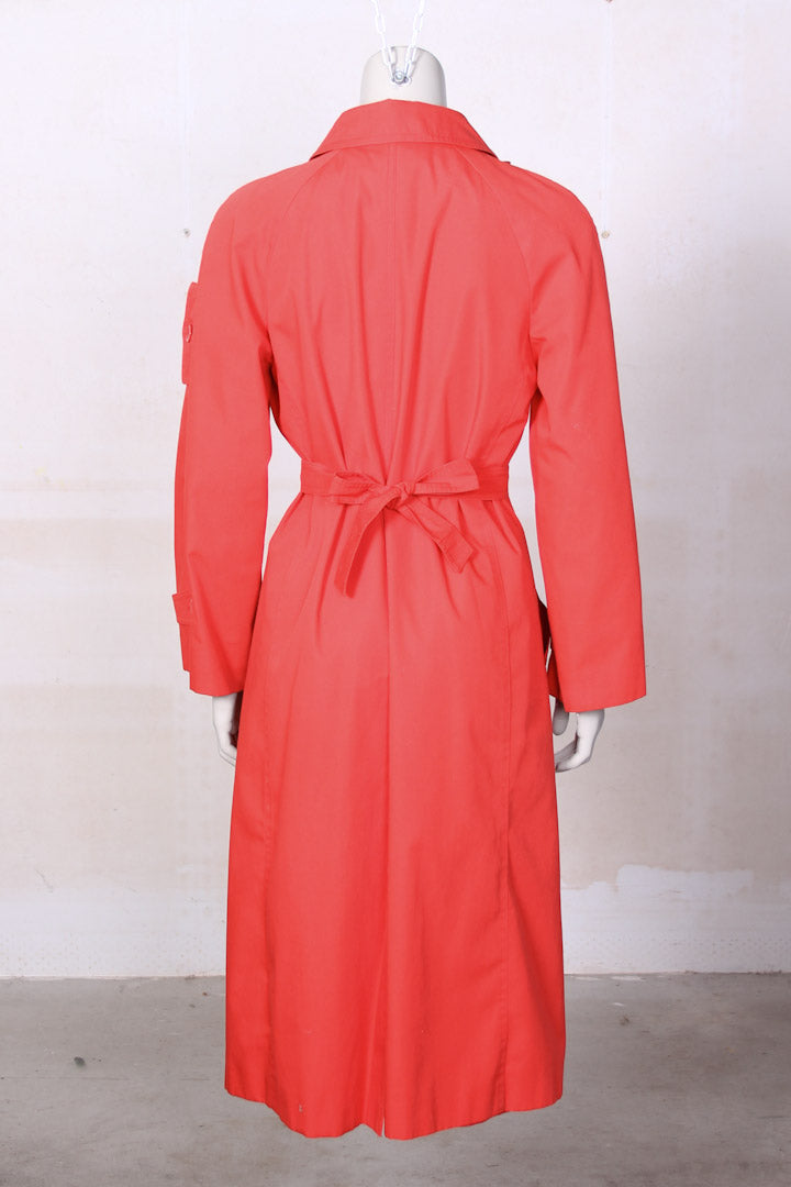 Rood / oranje vintage trenchcoat met strik