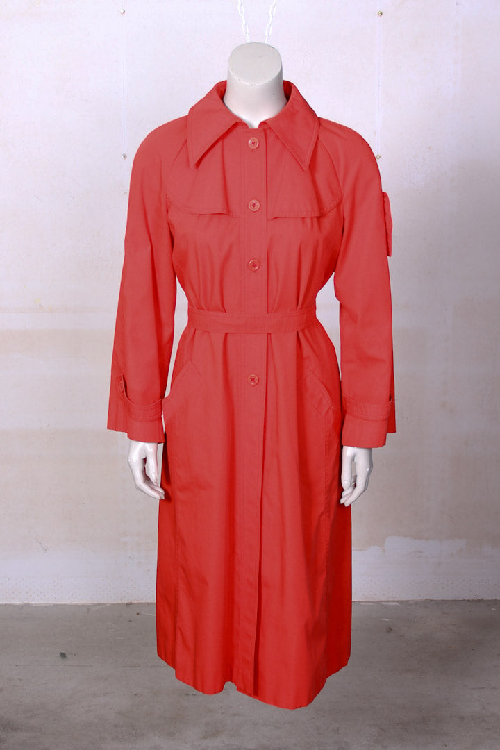 Rood / oranje vintage trenchcoat met strik