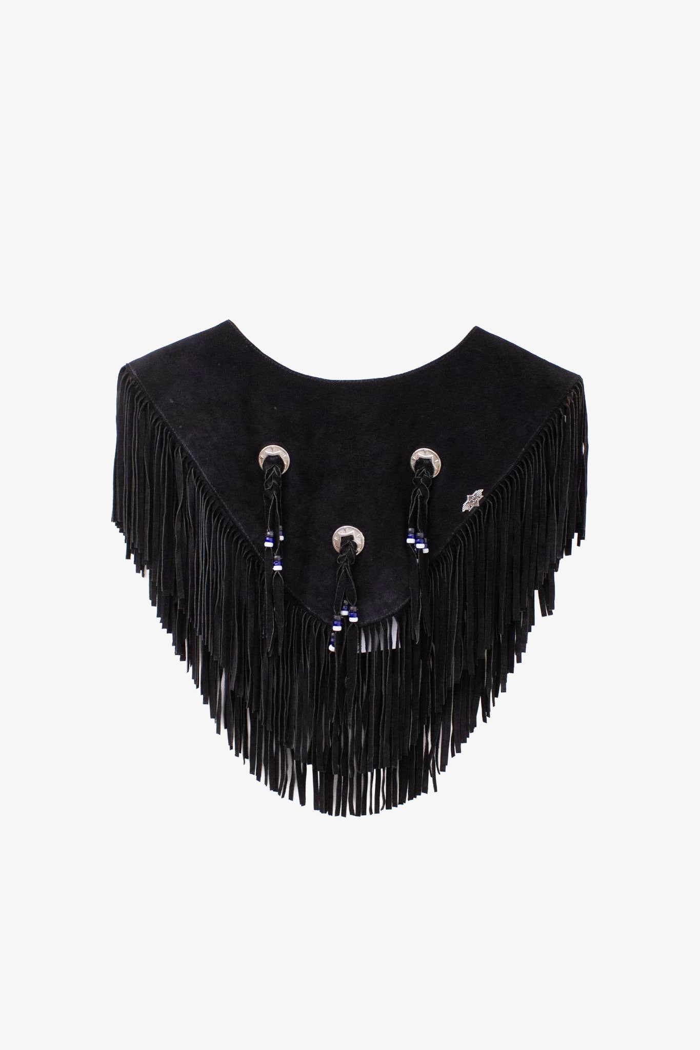 Zwarte suède leer western fringe cape Stars & Stripes