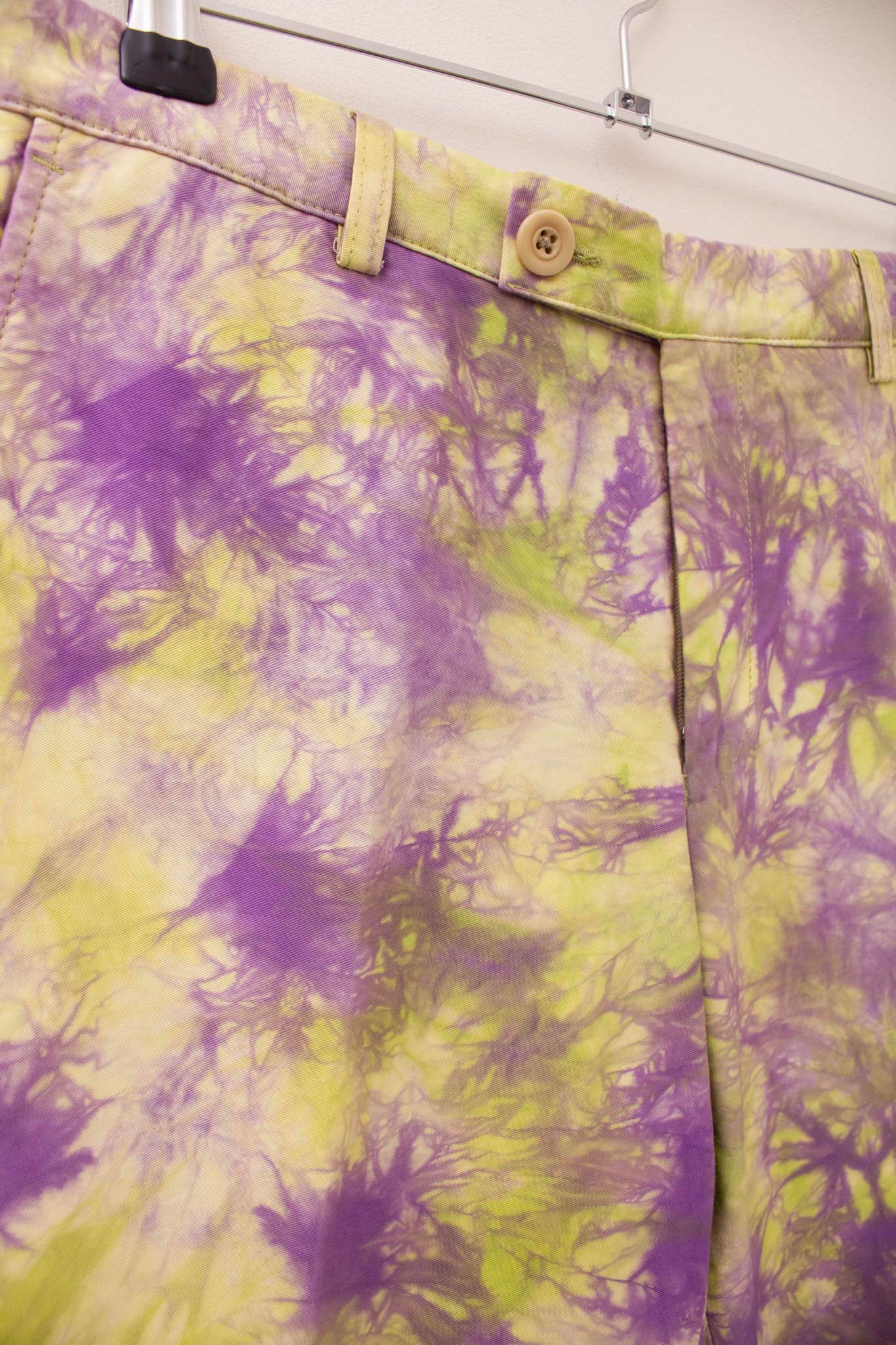 Dries van Noten SS13 Peyton katoenen broek met paars-groene tie dye print