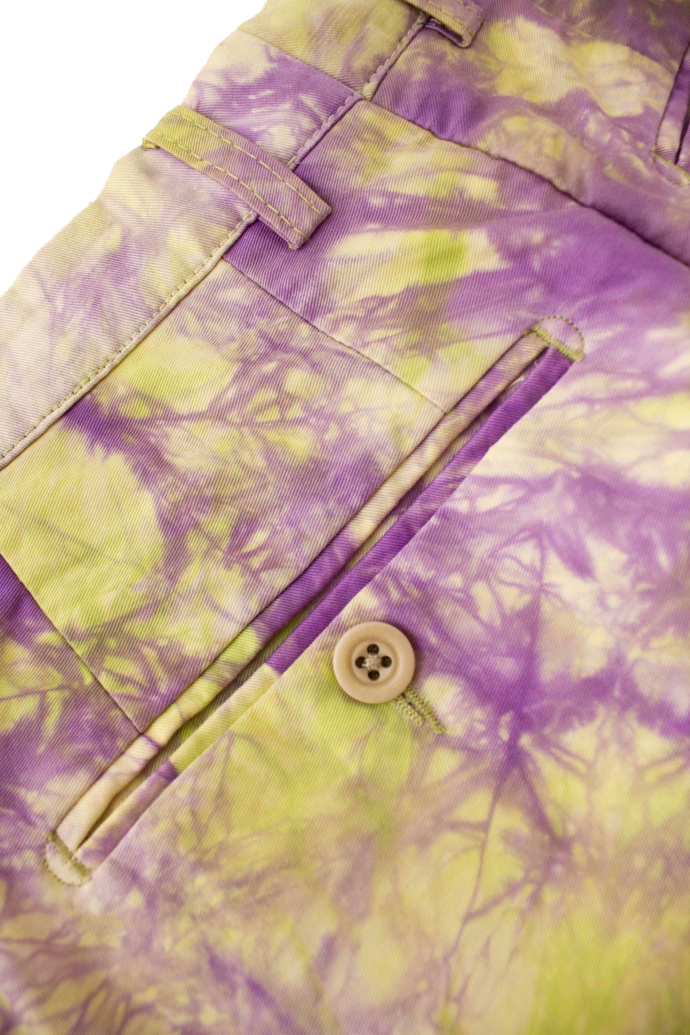 Dries van Noten SS13 Peyton katoenen broek met paars-groene tie dye print