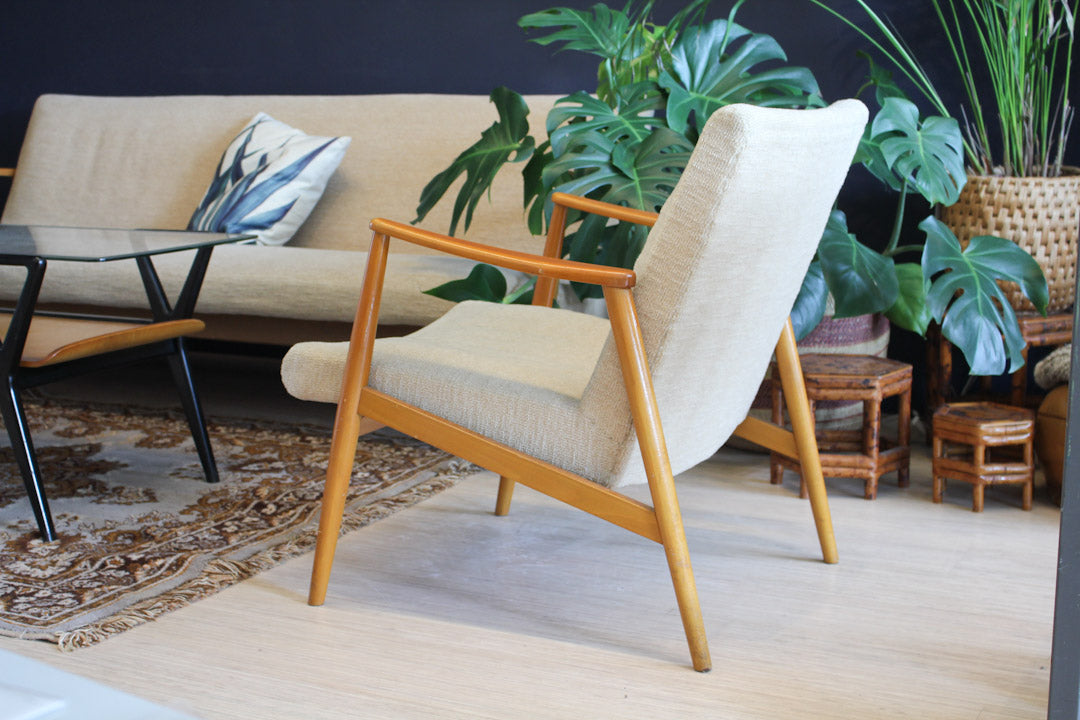 Jaren 60 / 70 vintage fauteuil creme