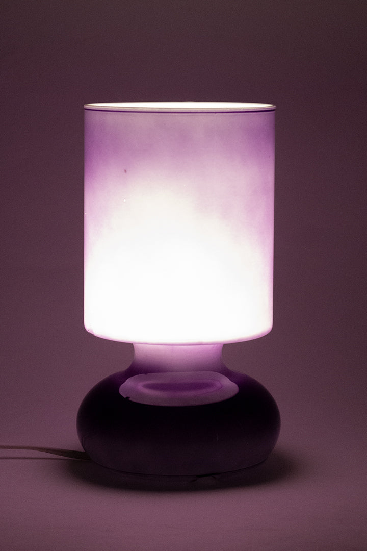 Ikea Lykta vintage mushroom lamp van paars glas