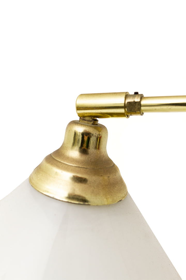 Ikea messing bureaulamp met kap van melkglas jaren 70