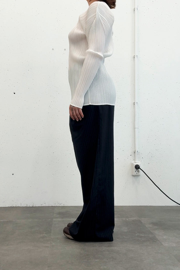 Issey Miyake Pleats Please SS00 witte lange mouwen top