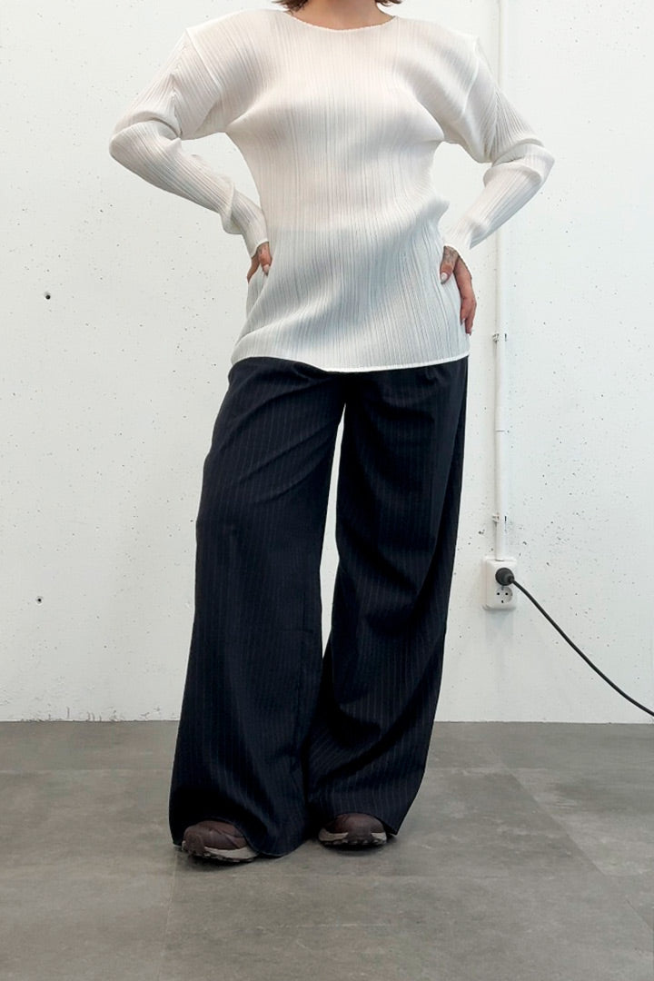 Issey Miyake Pleats Please SS00 witte lange mouwen top