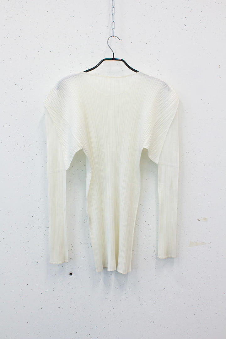 Issey Miyake Pleats Please SS00 witte lange mouwen top
