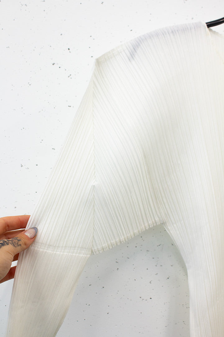 Issey Miyake Pleats Please SS00 witte lange mouwen top
