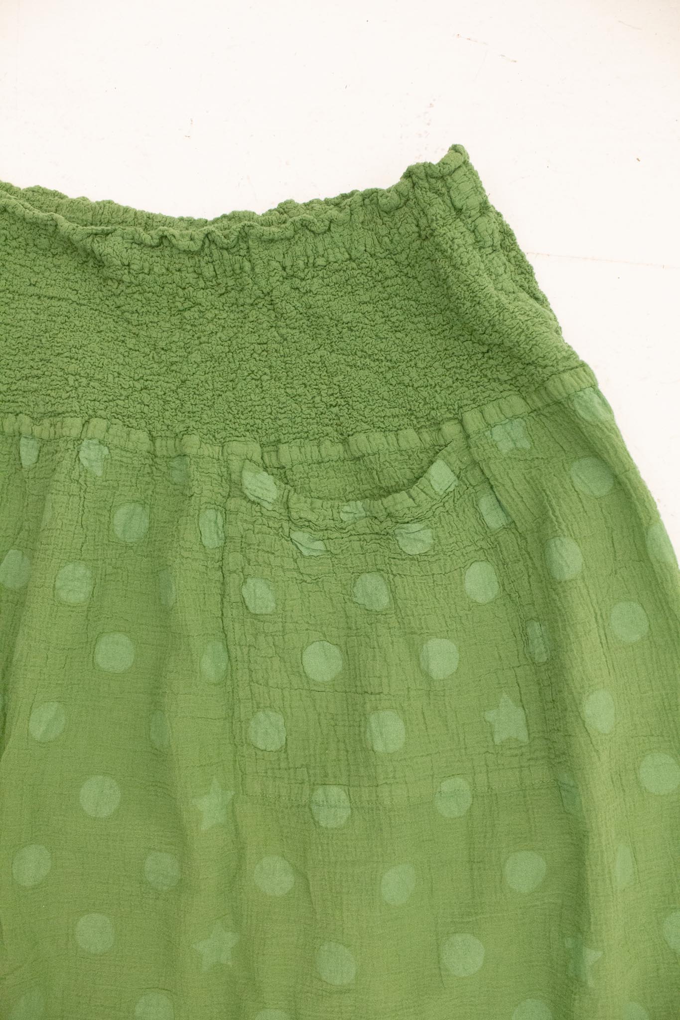 Issey Miyake groene polkadot sterren cauliflower plooi katoenen rok