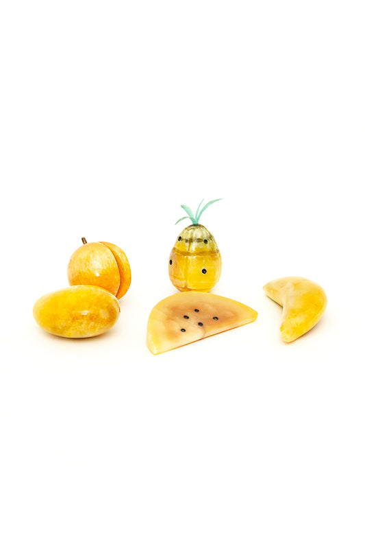 Italiaans albast fruit geel gemarmerd vintage - set van 5
