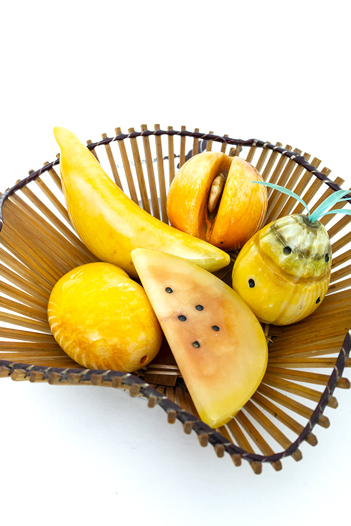 Italiaans albast fruit geel gemarmerd vintage - set van 5