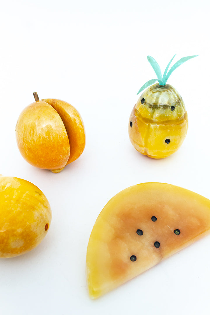 Italiaans albast fruit geel gemarmerd vintage - set van 5