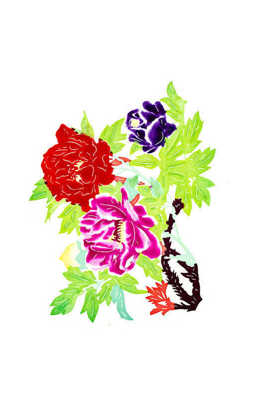 Japanse kirigami papierknipkunst met bloemen vintage