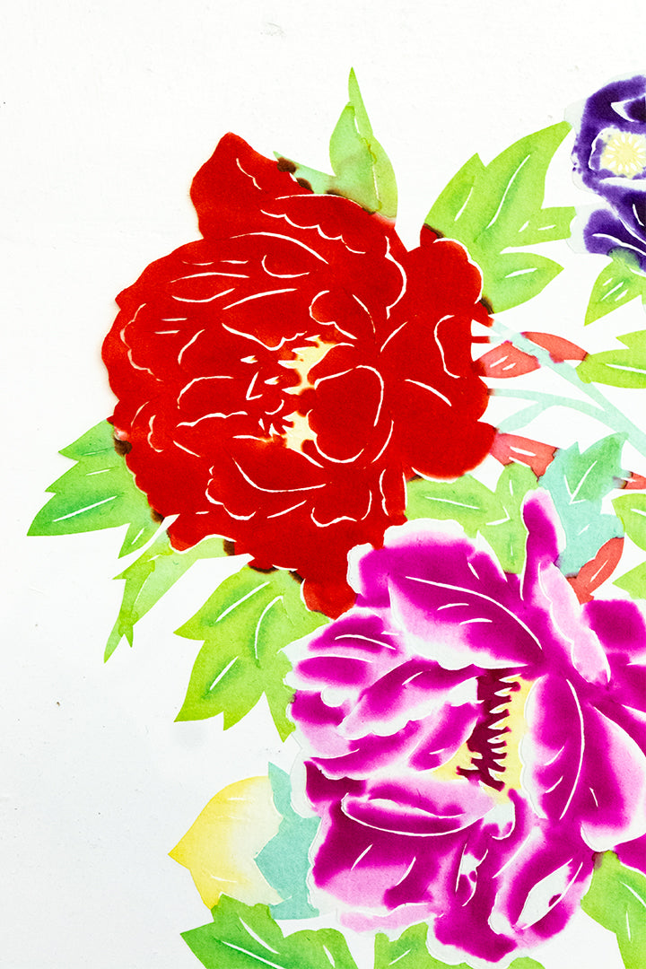 Japanse kirigami papierknipkunst met bloemen vintage