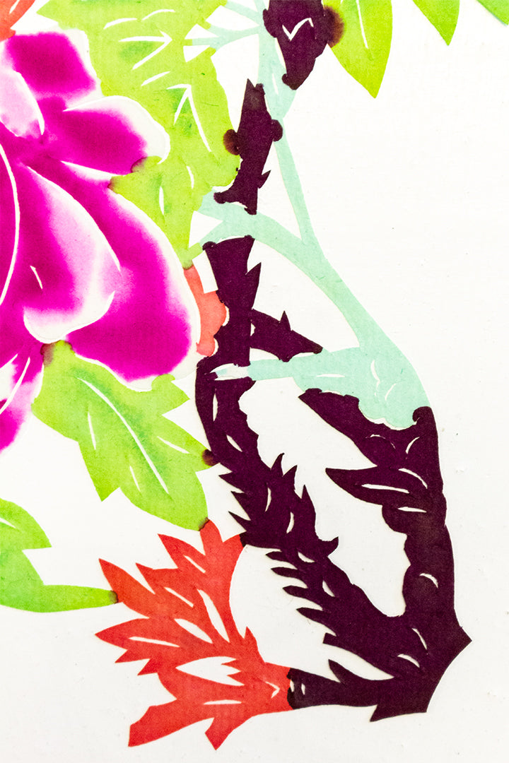 Japanse kirigami papierknipkunst met bloemen vintage