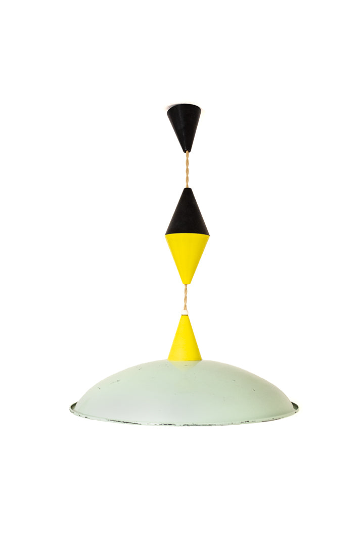 Jaren 60/70 HoSo Leuchten hanglamp mintgroen/geel/zwart