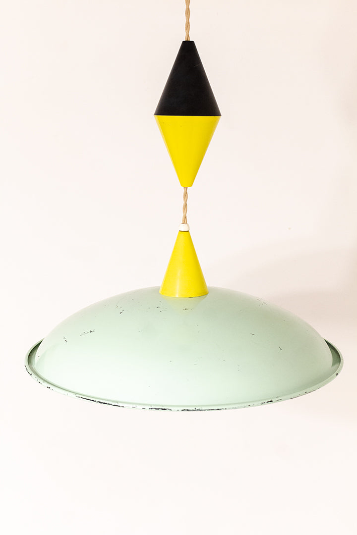 Jaren 60/70 HoSo Leuchten hanglamp mintgroen/geel/zwart