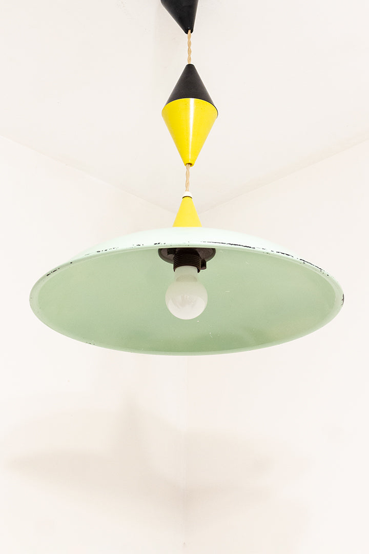 Jaren 60/70 HoSo Leuchten hanglamp mintgroen/geel/zwart