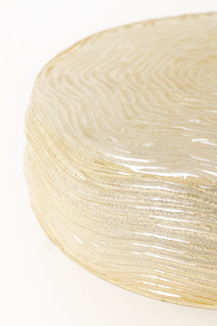 Jaren 60/70 plafonnière met beige glazen kap